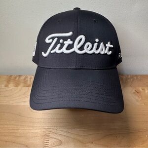 Titleist Black Cap with White logo Pro V1 FJ Tour Performance Golf Hat